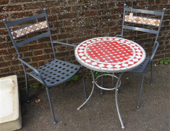 Tiled top table & 2 chairs